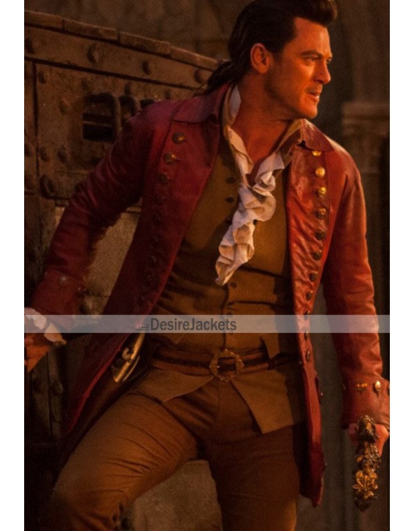 Gaston Luke Evans Beauty And The Beast Red Leather Coat