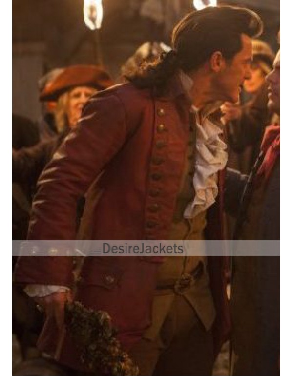Gaston Luke Evans Beauty And The Beast Red Leather Coat